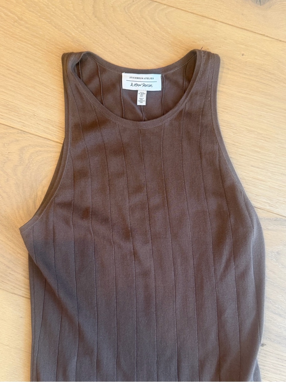 & Other Stories Sleeveless Ribbed Maxi Dress in Chocolate Brown - Picture 5 of 6